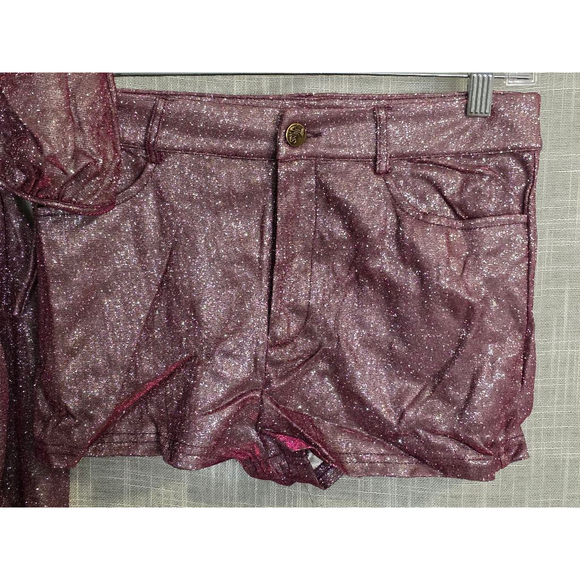 Women's Unbranded 3-Piece Set L Purple pink sparkly Jacket, Top & Shorts - Picture 8 of 12